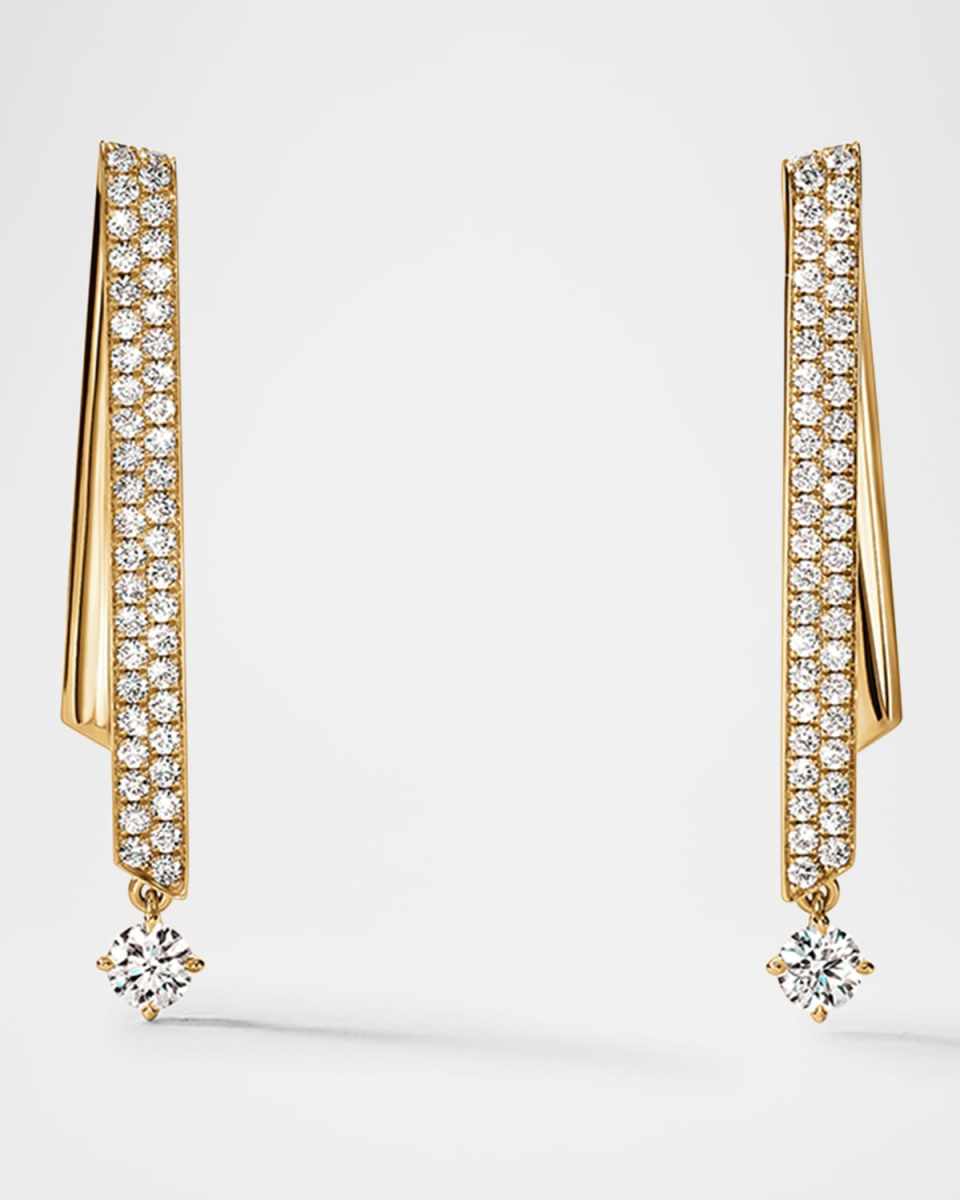 18K Yellow Gold Inside Out Diamond Flip Petite Drop Earrings